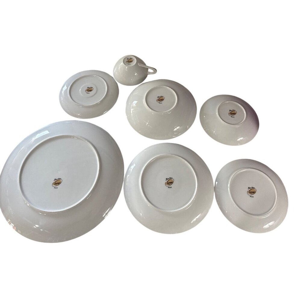 Sango Fine China Pallas Place Setting 7 Pc White & Silver Trim Elegant Design - Picture 3 of 10